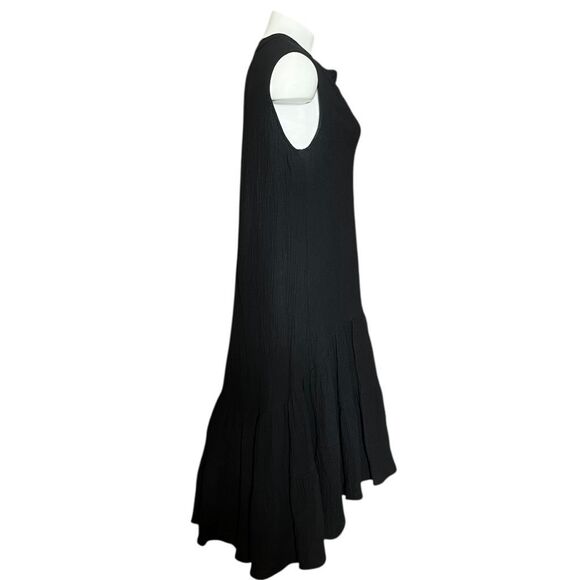 Anthropologie Drew Black Sleeveless Gauze Cotton Tiered Dress - Picture 4 of 8